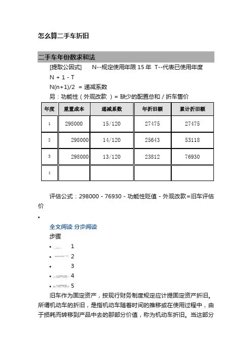 怎么算二手车折旧