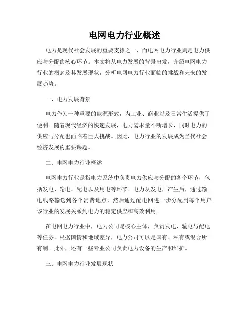 电网电力行业概述