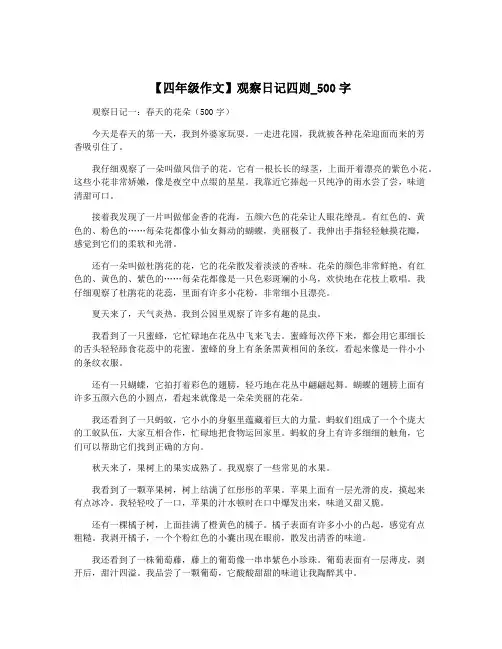 【四年级作文】观察日记四则_500字