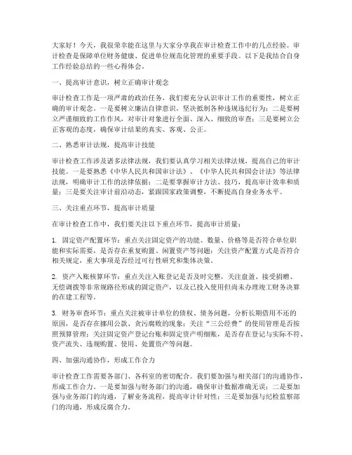 审计检查经验交流发言稿