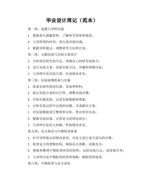 毕业设计周记(范本)(19页)