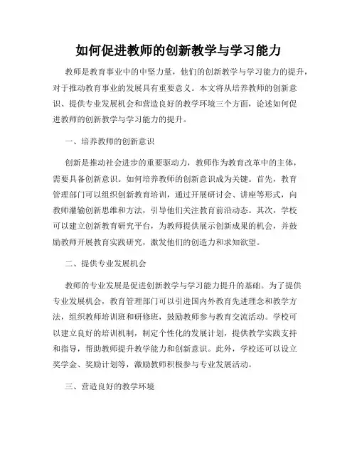 如何促进教师的创新教学与学习能力
