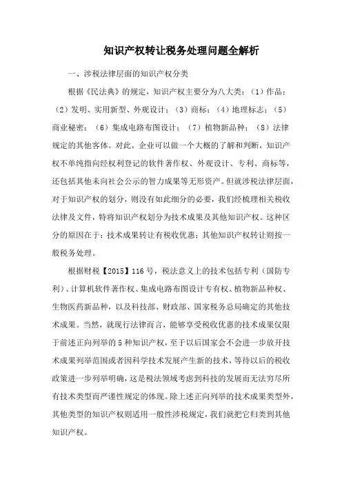 知识产权转让税务处理问题全解析