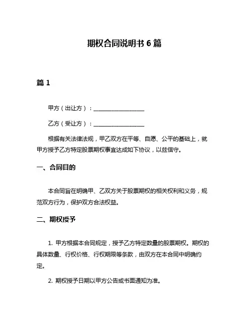 期权合同说明书6篇