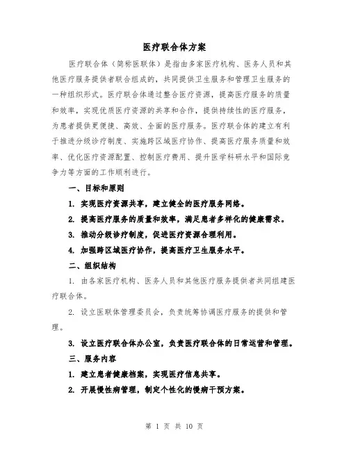 医疗联合体方案(四篇)