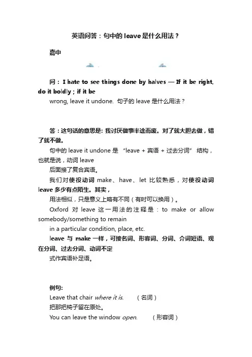 英语问答：句中的leave是什么用法？