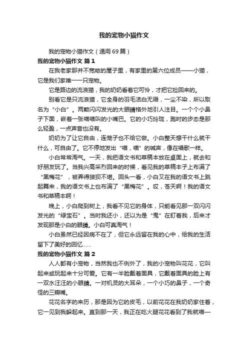 我的宠物小猫作文（通用69篇）
