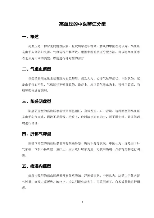 高血压的中医辨证分型