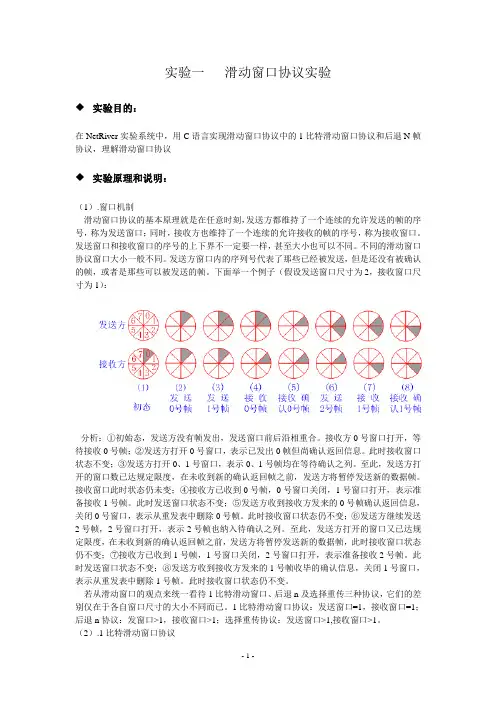 实验一  滑动窗口协议实验