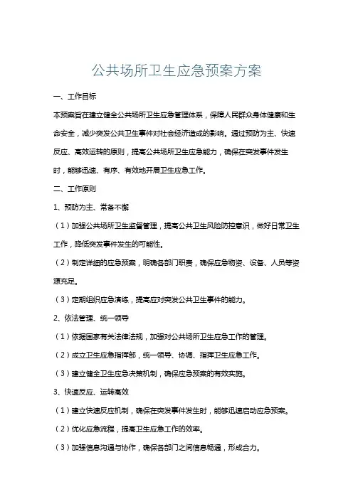 公共场所卫生应急预案方案