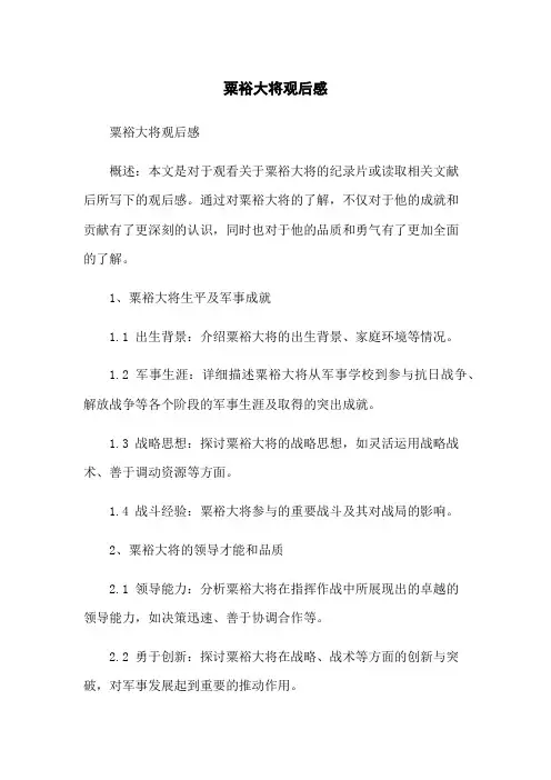 粟裕大将观后感