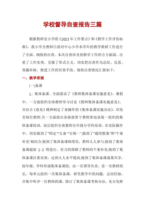 学校督导自查报告三篇