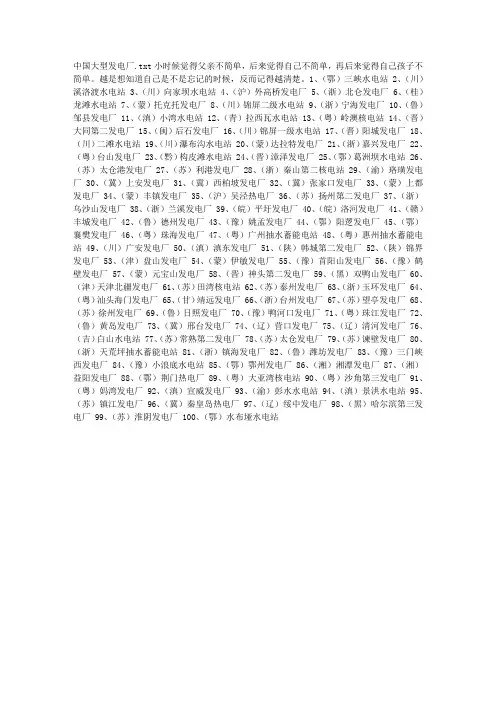 中国大型发电厂