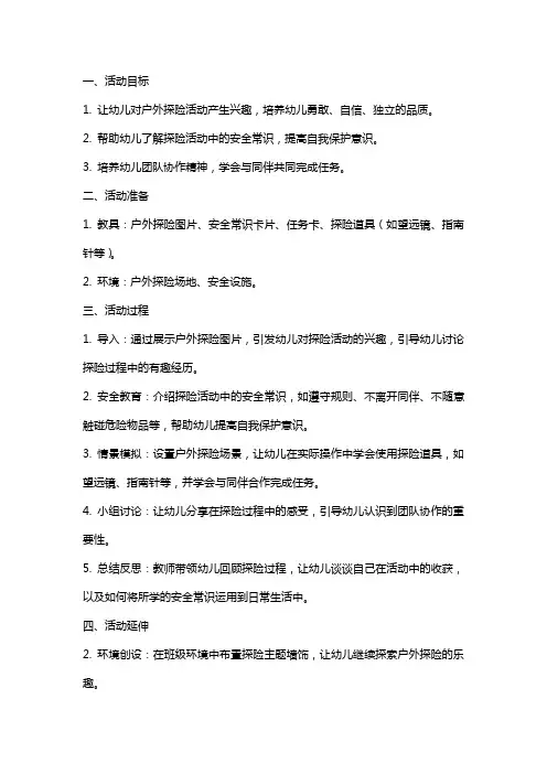 大班健康活动小小探险家教案反思