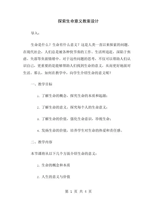 探索生命意义教案设计