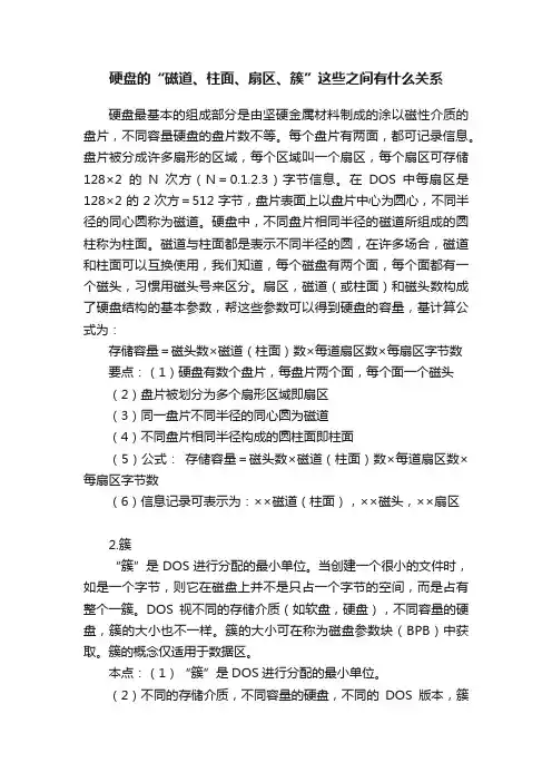 硬盘的“磁道、柱面、扇区、簇”这些之间有什么关系