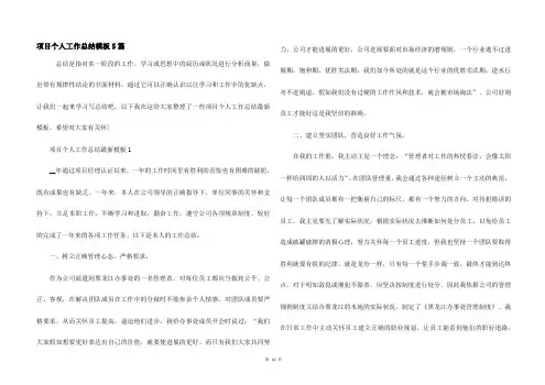 项目个人工作总结模板5篇