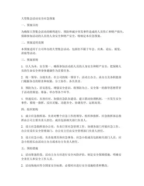 大型集会活动安全应急预案