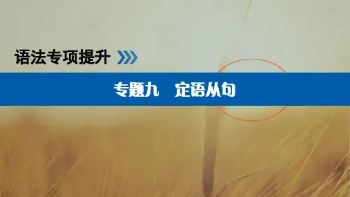 2019版高考英语大一轮增分计划之语法专项提升课件：专题9 精品
