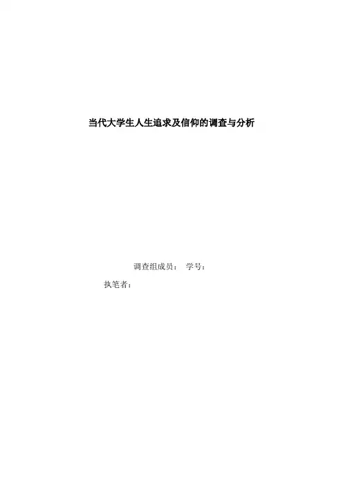 当代大学生人生追求及信仰的调查与分析