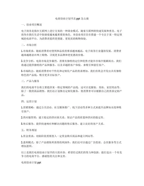 电商创业计划书及ppt怎么做