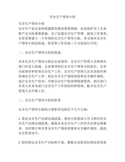 安全生产领导小组