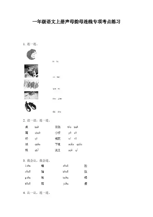 一年级语文上册声母韵母连线专项考点练习