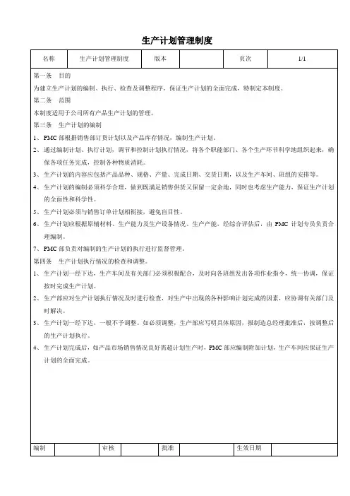 生产计划管理制度