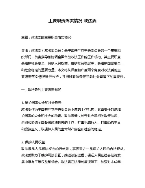 主要职责落实情况 政法委