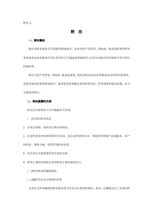 典当行业审计报告附注