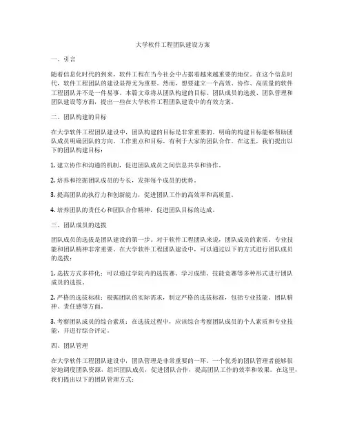 大学软件工程团队建设方案
