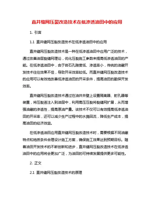 直井缝网压裂改造技术在低渗透油田中的应用