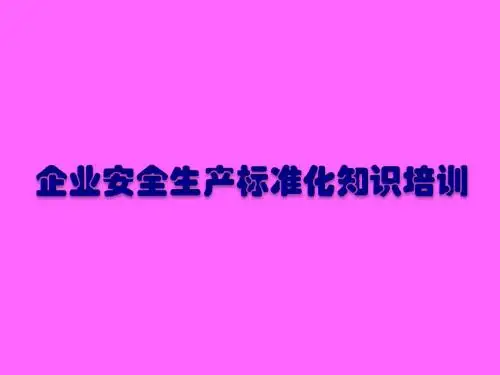 安全生产标准化建设培训讲义.