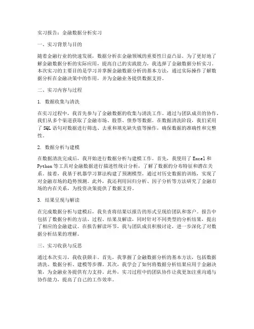 金融数据分析实习报告