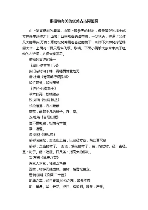 跟植物有关的优美古诗词鉴赏