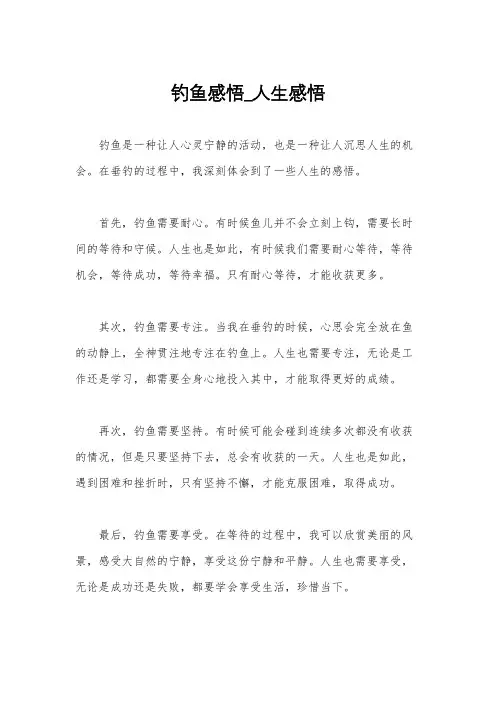 钓鱼感悟_人生感悟