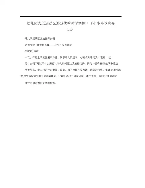 幼儿园大班活动区游戏优秀教学案例：《小小斗笠真好玩》