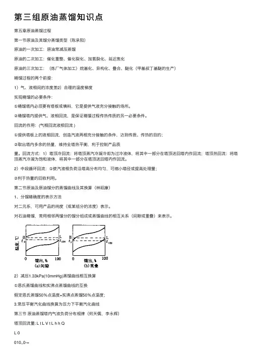 第三组原油蒸馏知识点