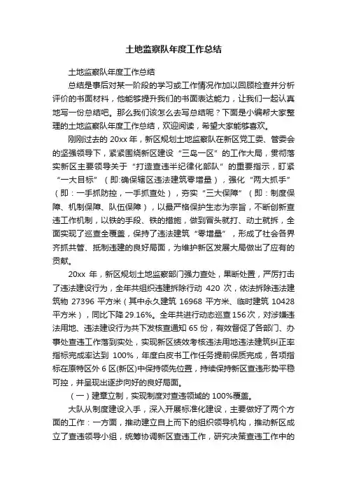 土地监察队年度工作总结
