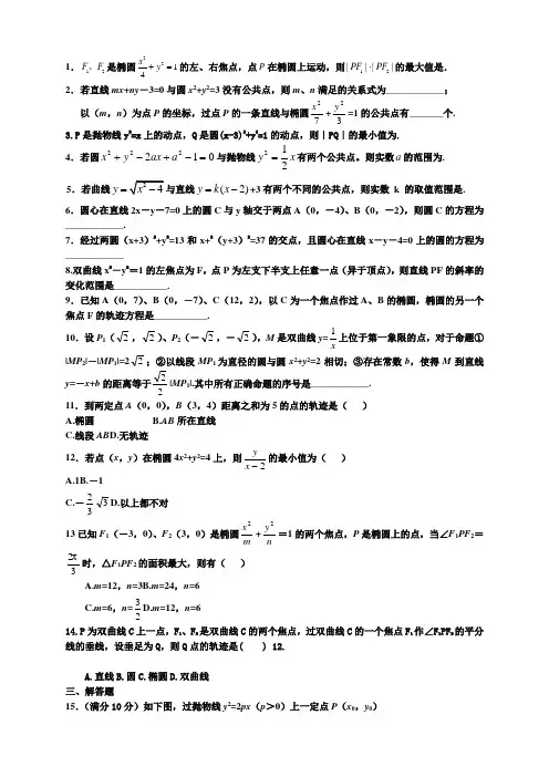 上海 解析几何综合测试题附答案