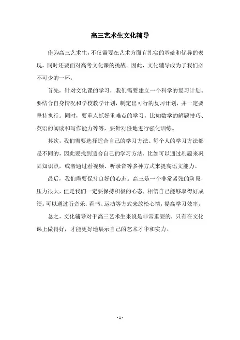 高三艺术生文化辅导