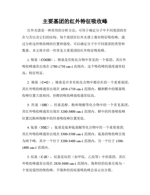 主要基团的红外特征吸收峰