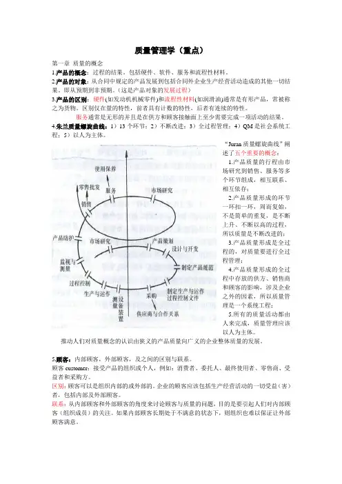 质量管理学(重点)