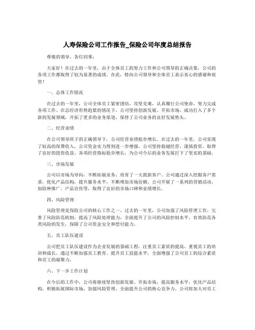 人寿保险公司工作报告_保险公司年度总结报告
