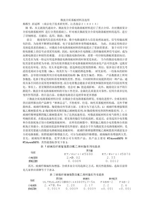 微波介质基板材料及选用