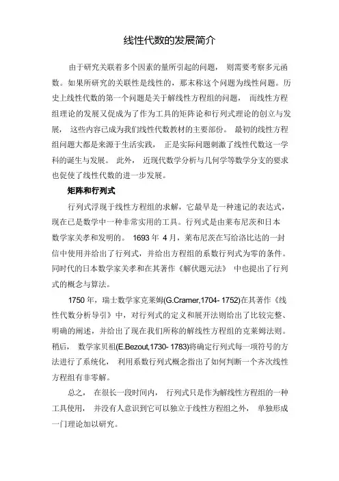 线性代数的发展简介