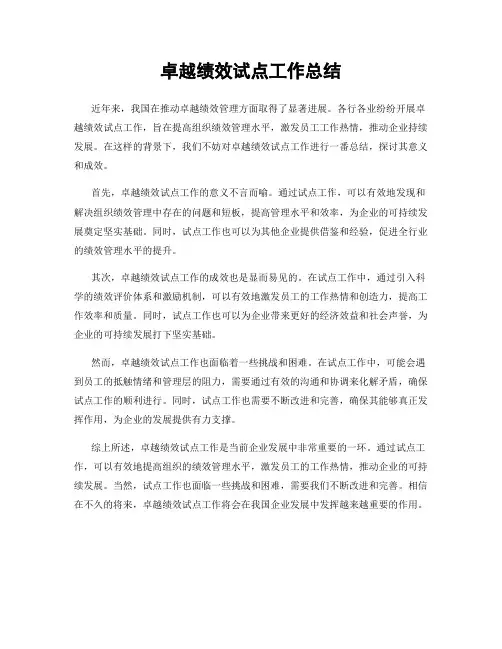 卓越绩效试点工作总结