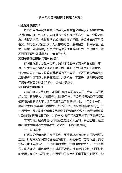 项目年终总结报告（精选10篇）