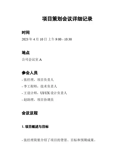 项目策划会议详细记录