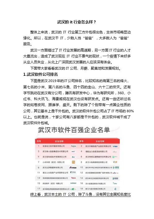 武汉的it行业怎么样？